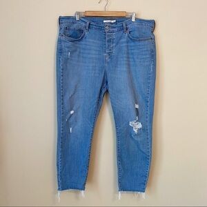 Levi’s Wedgie Skinny Button Fly Raw Hem Blue Jeans - 20W